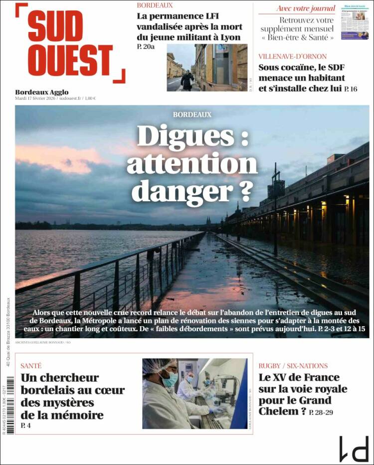 Portada de Sud Ouest (Francia)