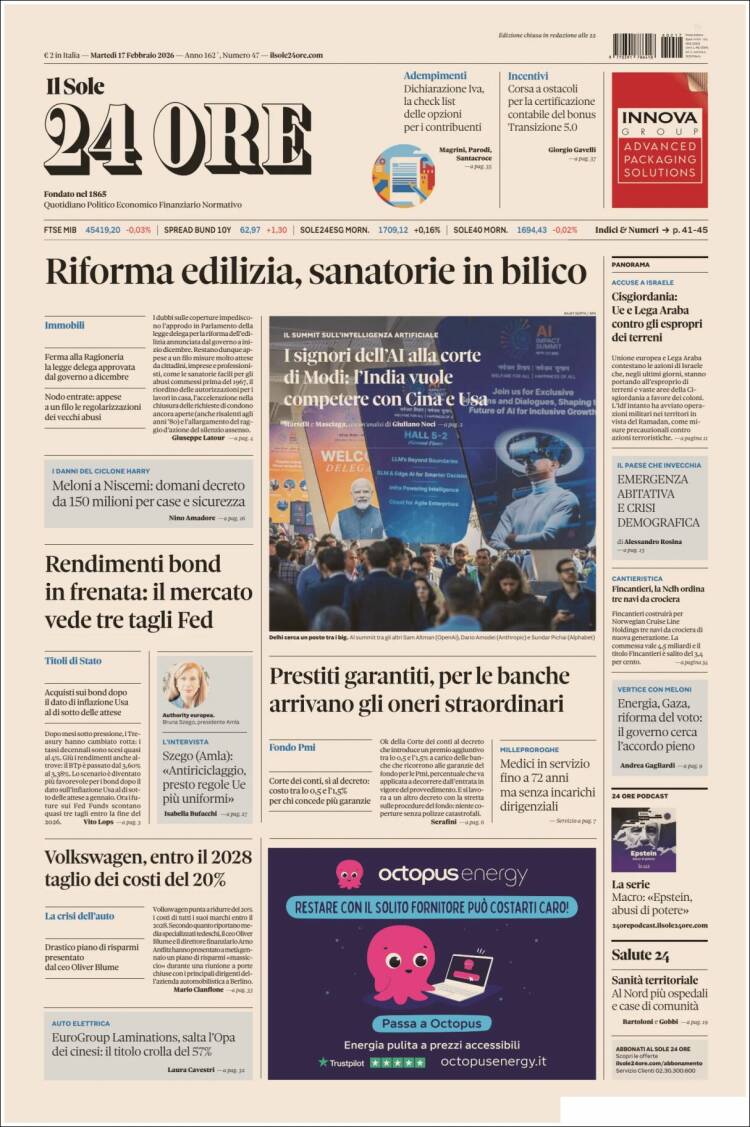 Portada de Il Sole 24 ORE (Italia)