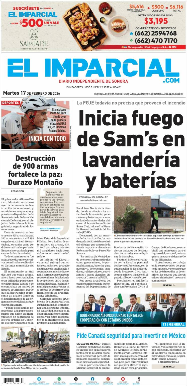 Portada de El Imparcial (M&eacute;xico)