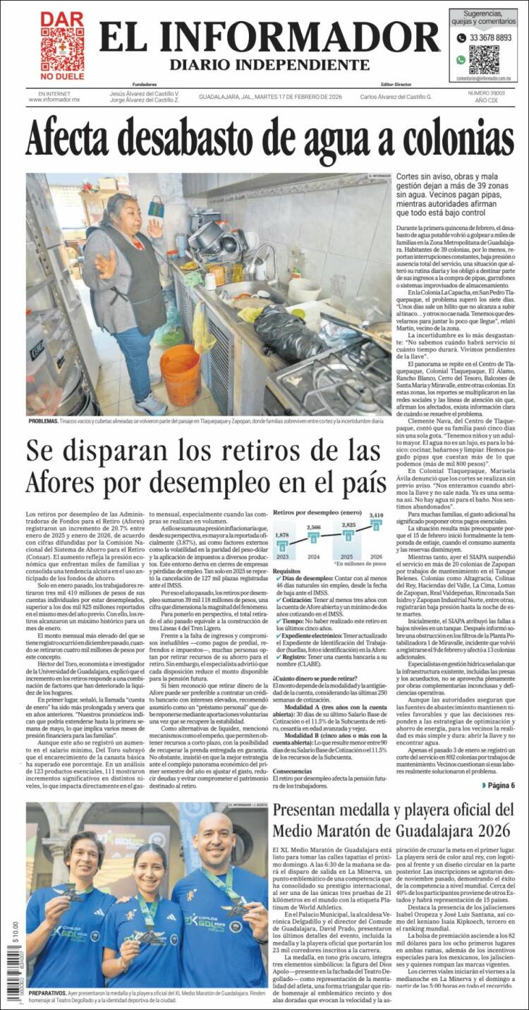 Portada de El Informador (M&eacute;xico)