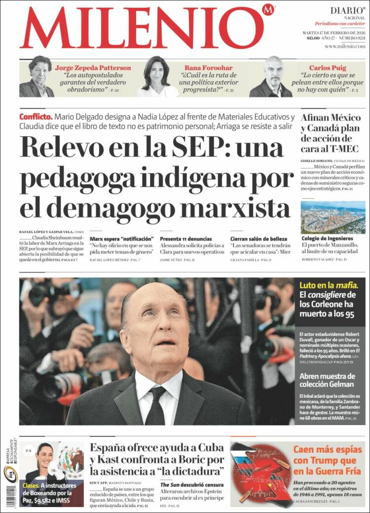Portada de Milenio (M&eacute;xico)