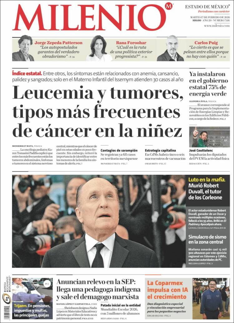 Portada de Milenio - Estado de México (M&eacute;xico)