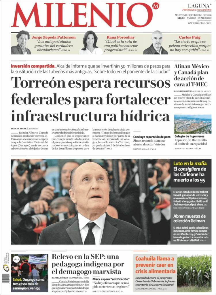 Portada de Milenio - Laguna (M&eacute;xico)