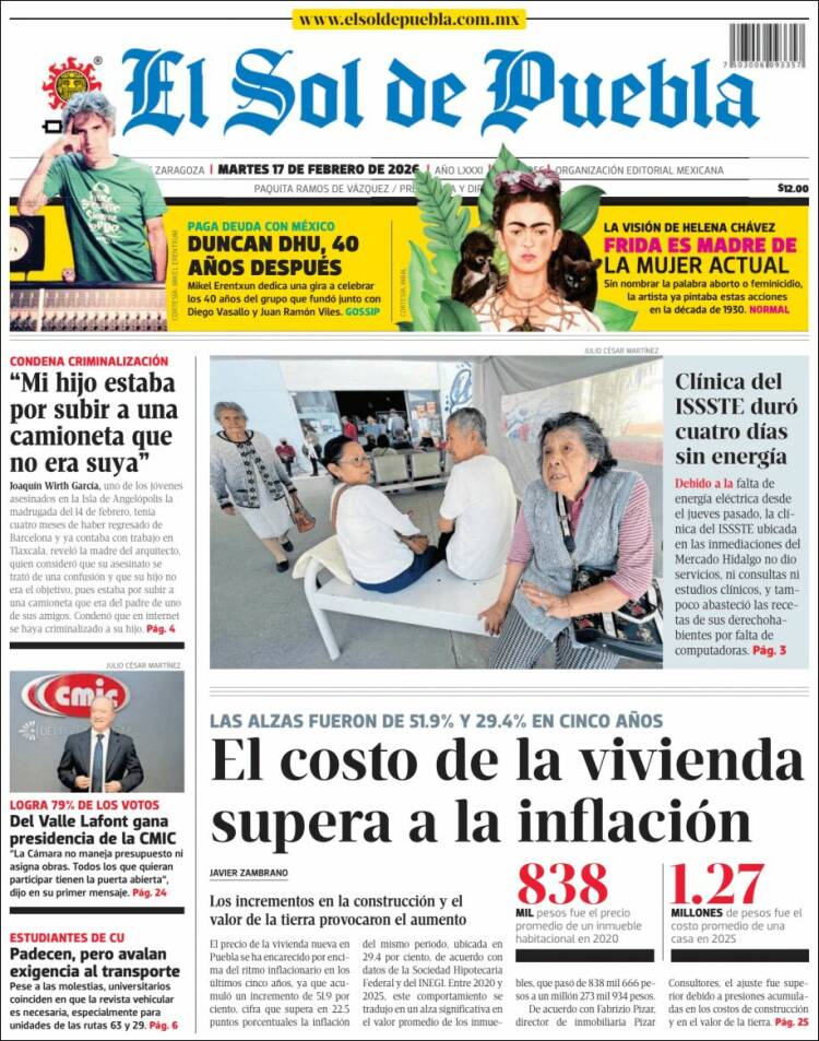 Portada de El Sol de Puebla (M&eacute;xico)