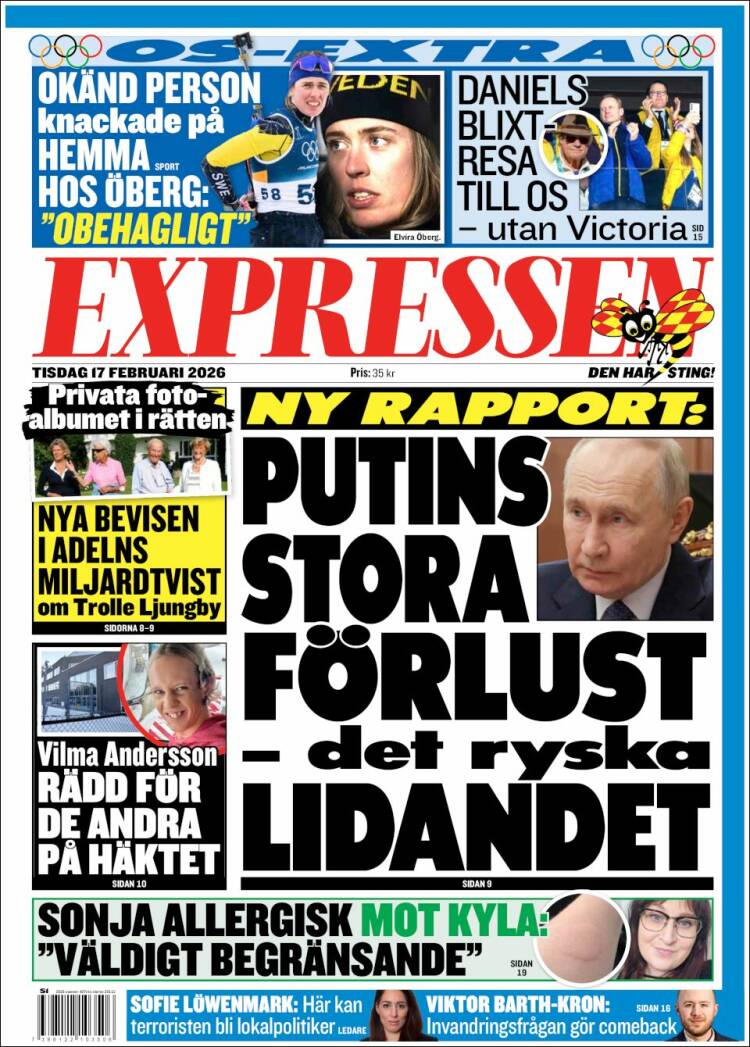 Portada de Expressen (Suecia)
