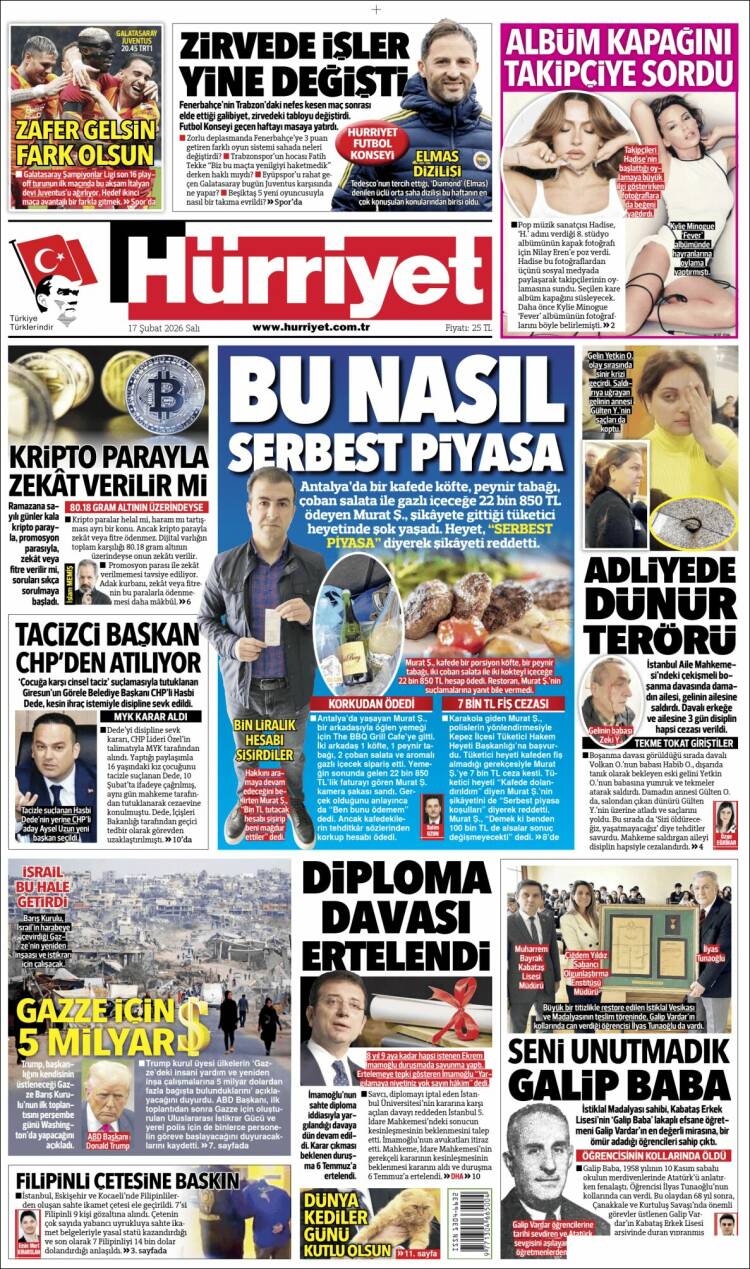 Portada de Hürriyet (Turqu&iacute;a)