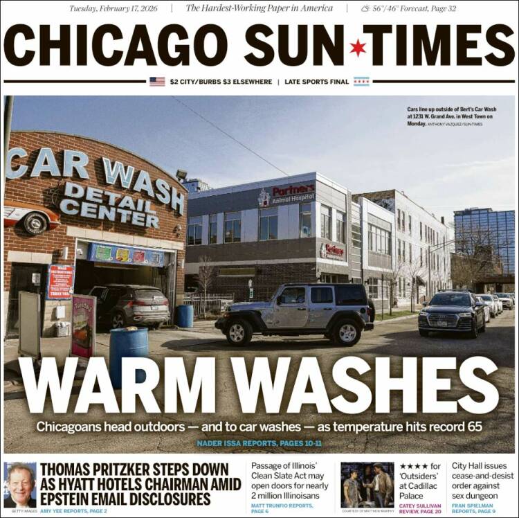 Portada de Chicago Sun-Times (USA)