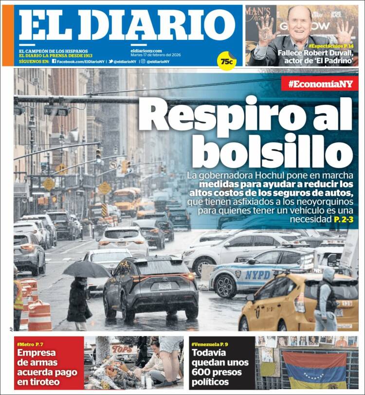 Portada de El Diario NY (USA)