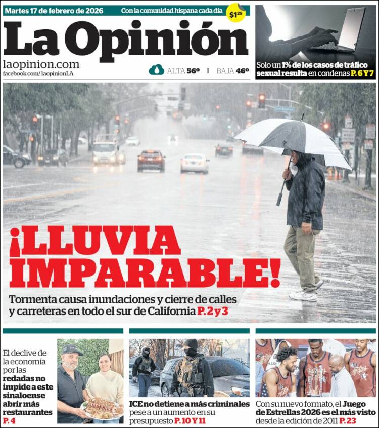 Portada de La Opinión (USA)