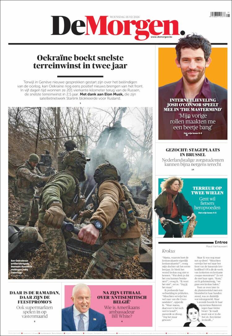 Portada de De Morgen (B&eacute;lgica)