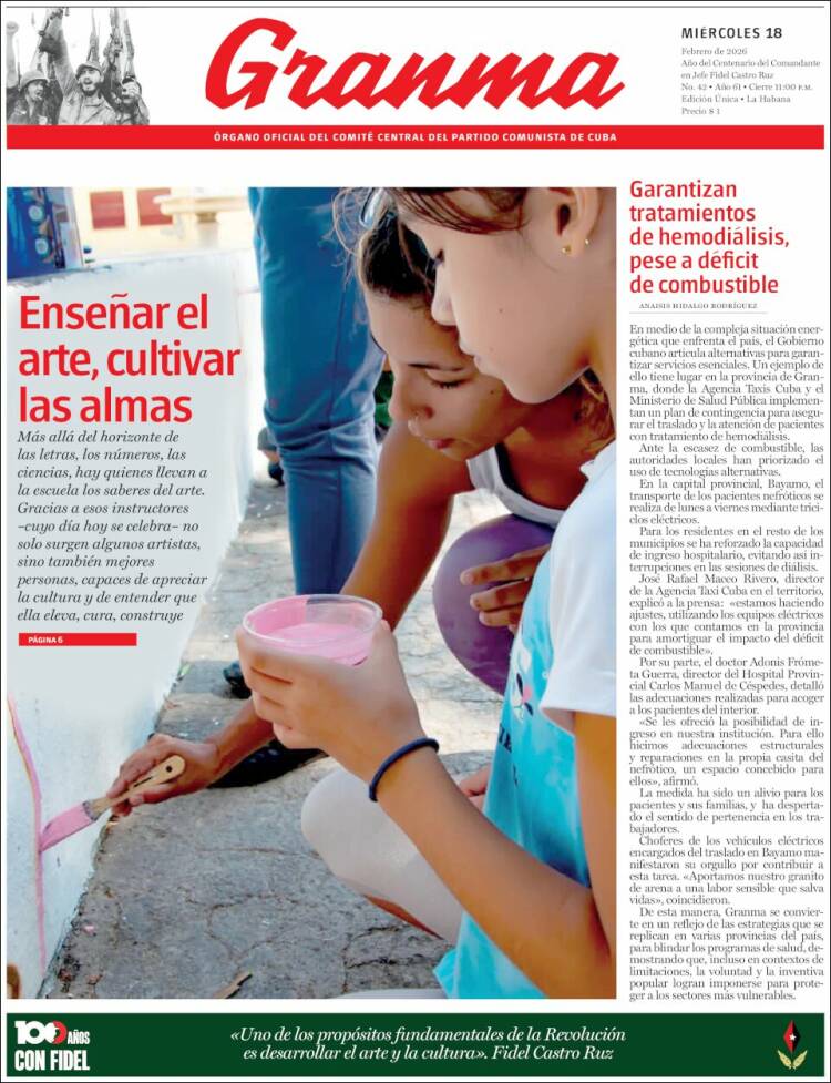 Portada de Granma (Cuba)