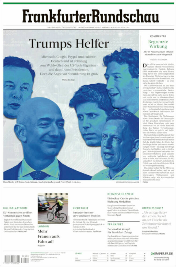Portada de Frankfurter Rundschau (Alemania)