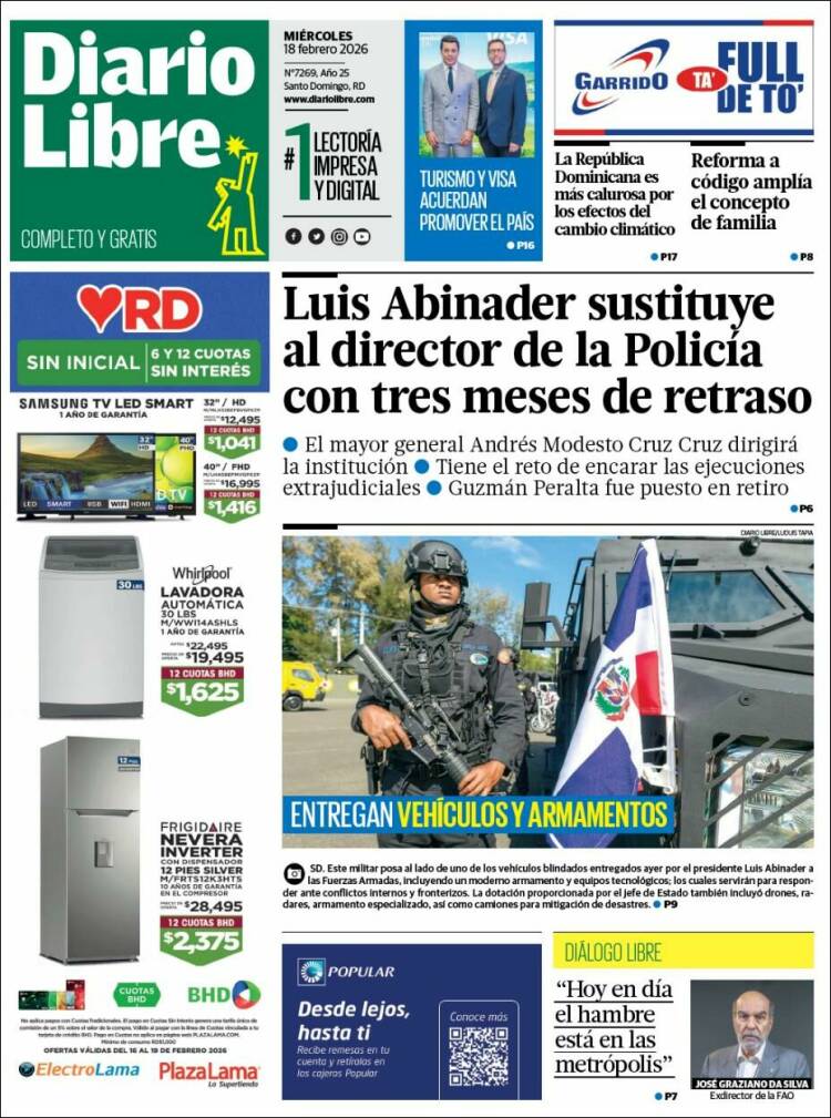 Portada de Diario Libre (R. Dominicana)