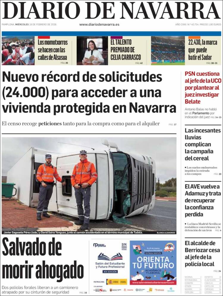Portada de Diario de Navarra (Espa&ntilde;a)