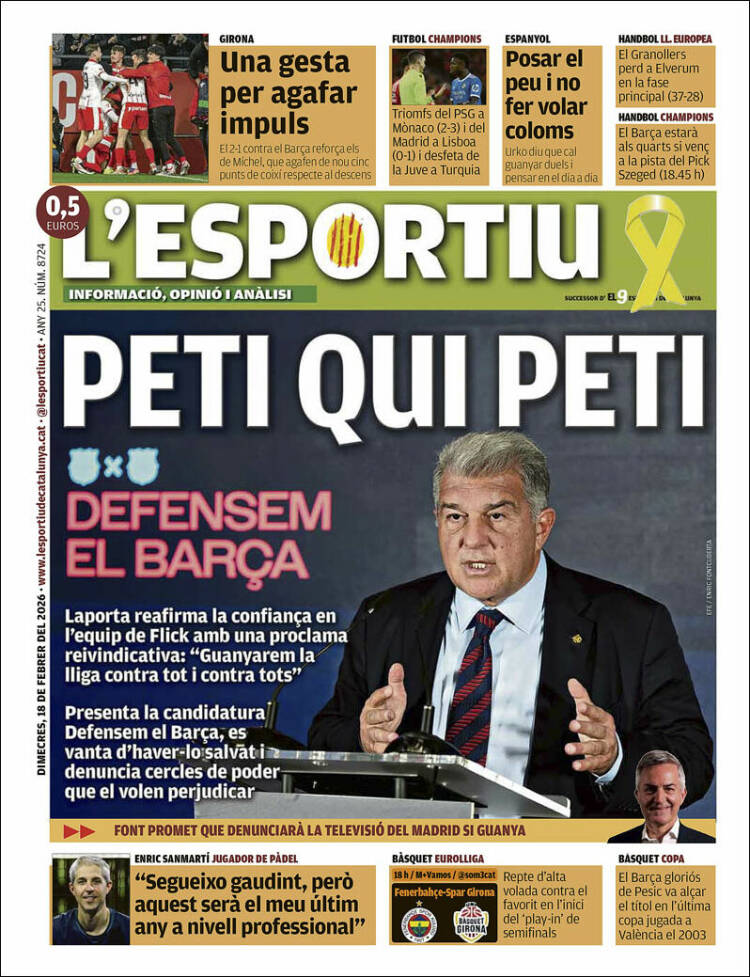 Portada de L'Esportiu (Espa&ntilde;a)