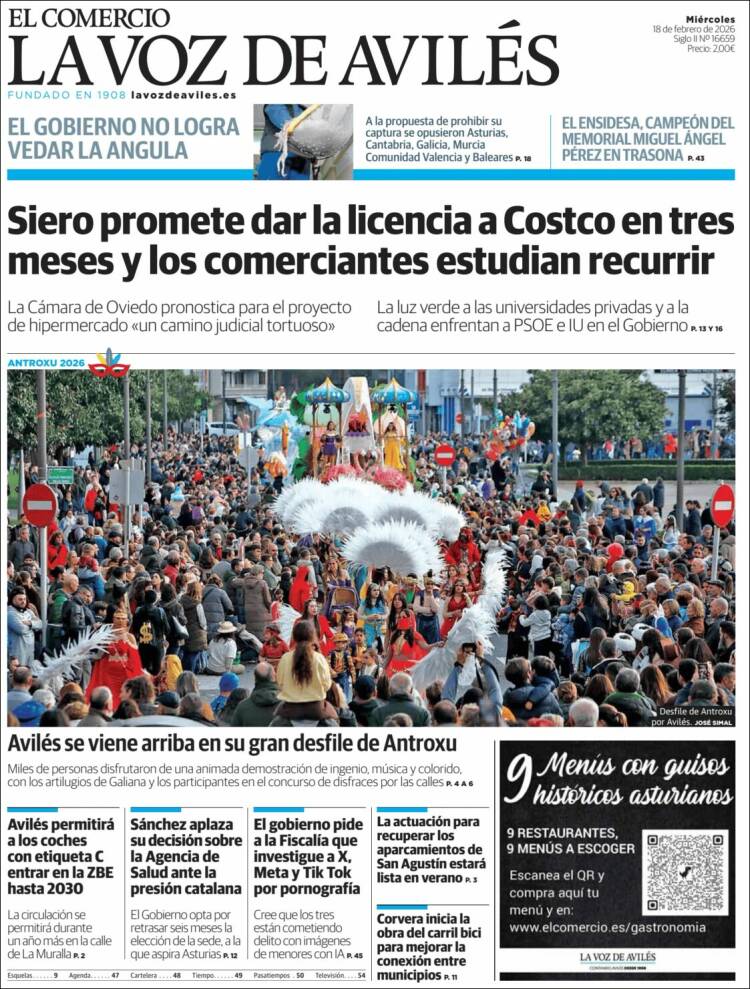 Portada de El Comercio - Avilés (Espa&ntilde;a)