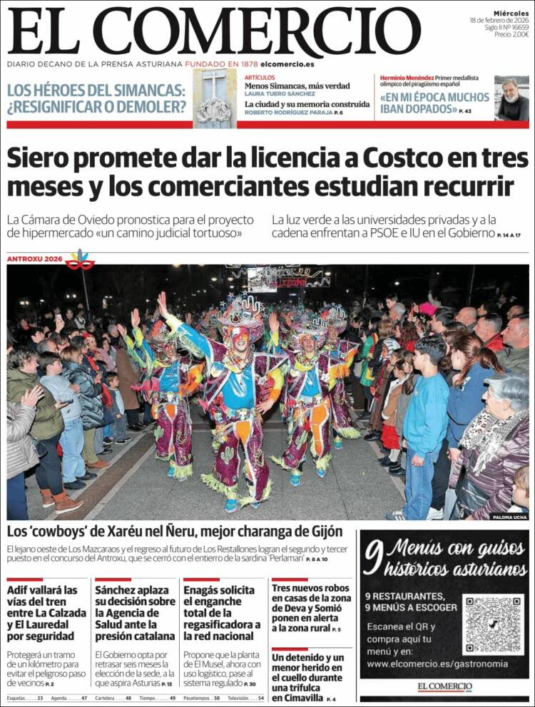 Portada de El Comercio - Gijón (Espa&ntilde;a)