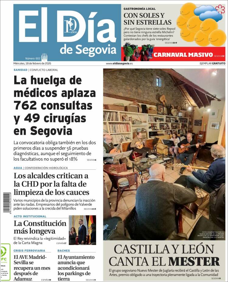 Portada de El Día de Segovia (Espa&ntilde;a)