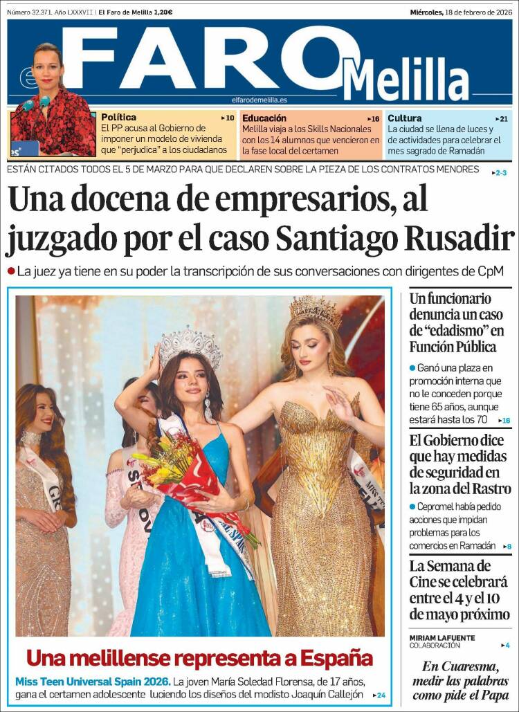 Portada de El Faro de Melilla (Espa&ntilde;a)