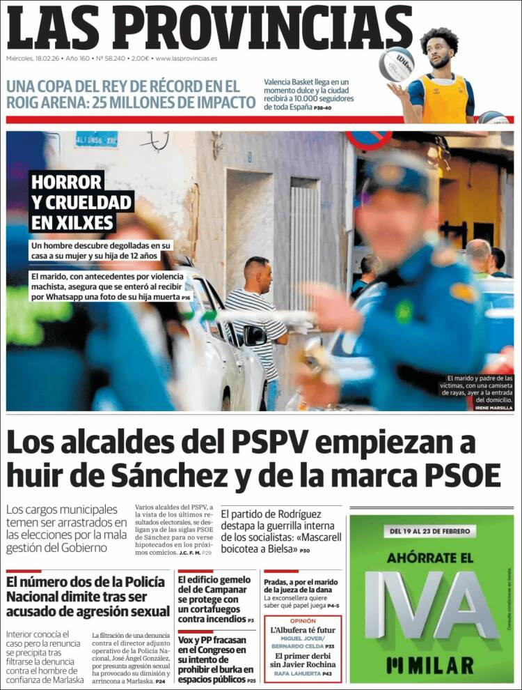 Portada de Las Provincias (Espa&ntilde;a)