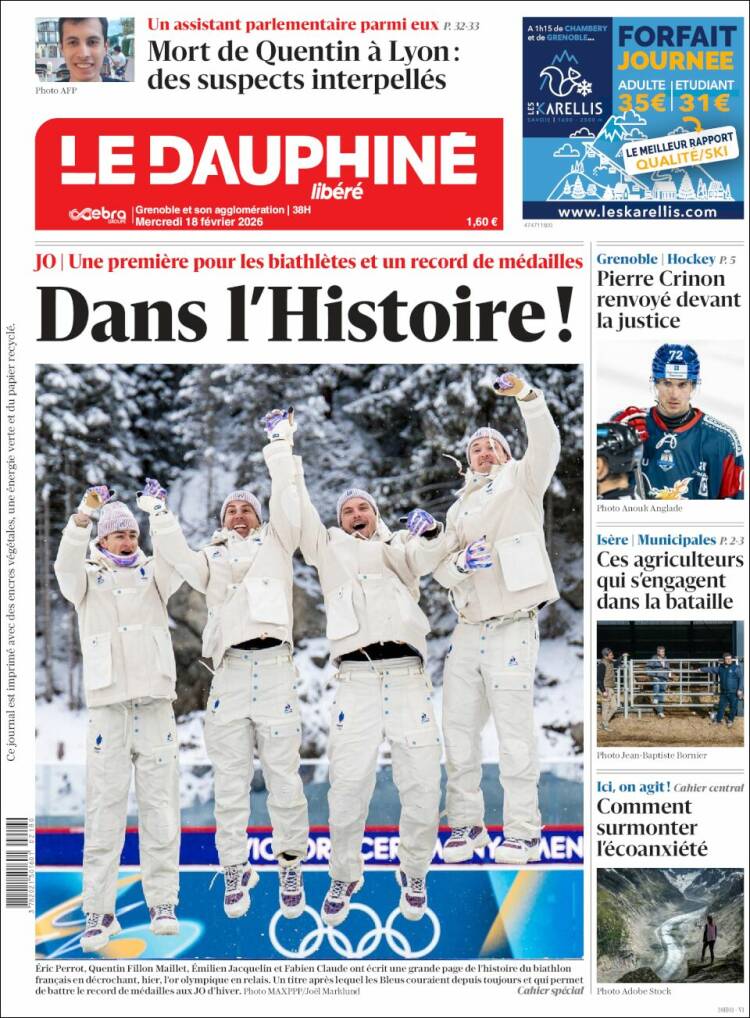 Portada de Le Dauphiné Libéré (Francia)