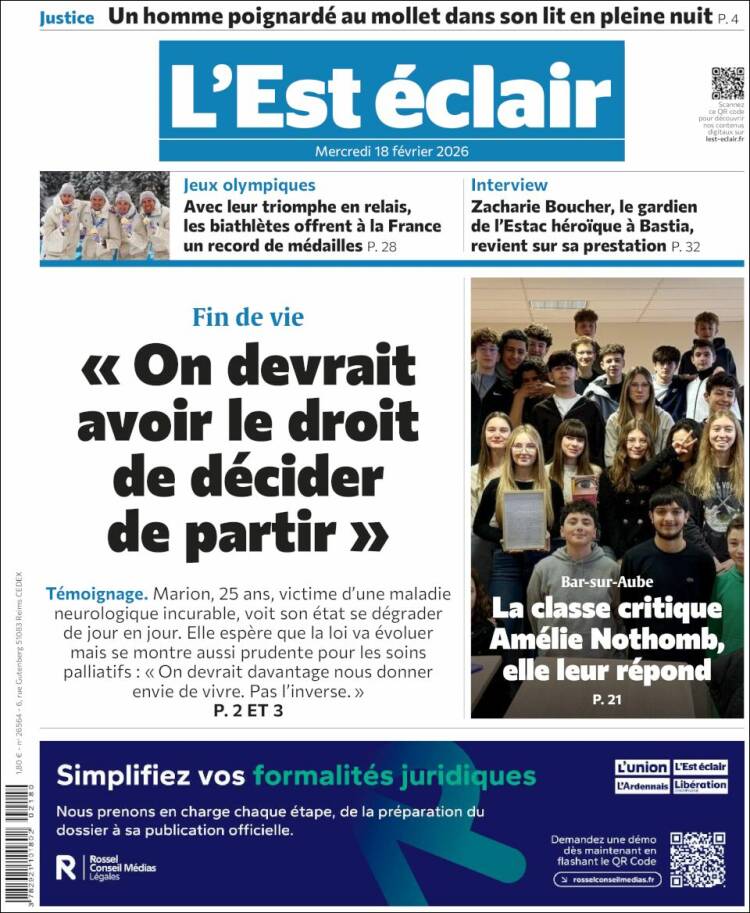 Portada de L'Est Eclair (Francia)