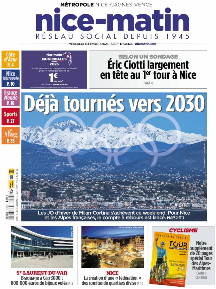 Portada de Nice-Matin (Francia)