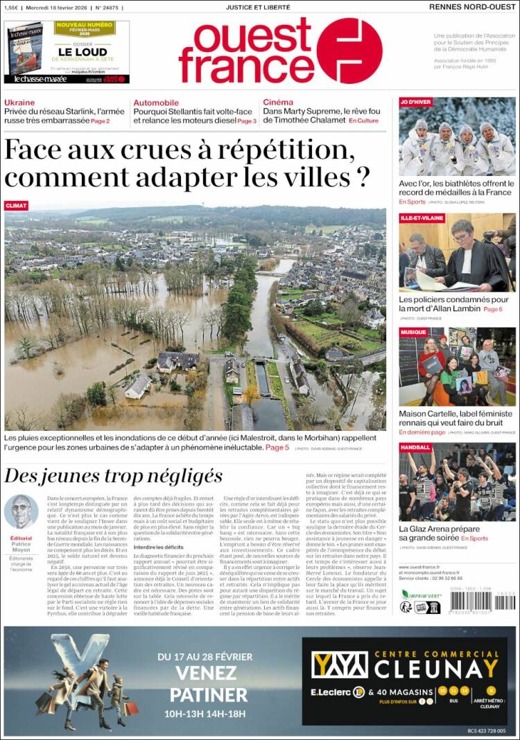 Portada de Ouest France (Francia)