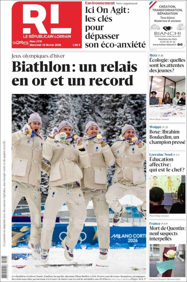 Portada de Le Republicain Lorrain (Francia)