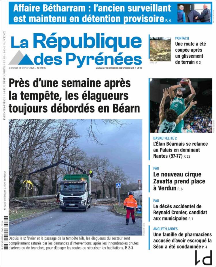 Portada de La République des Pyrénées (Francia)