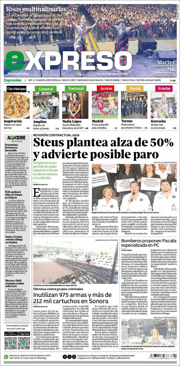 Portada de Expreso (M&eacute;xico)