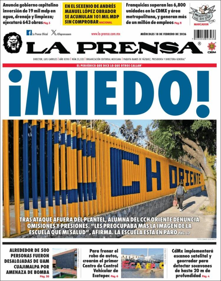 Portada de La Prensa (M&eacute;xico)