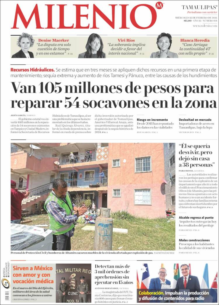 Portada de Milenio - Tamaulipas (M&eacute;xico)