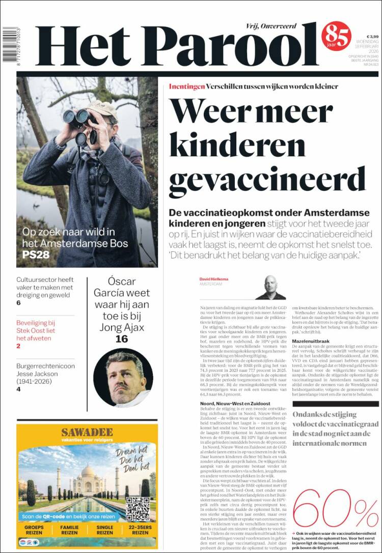 Portada de Het Parool (Pa&iacute;ses Bajos)