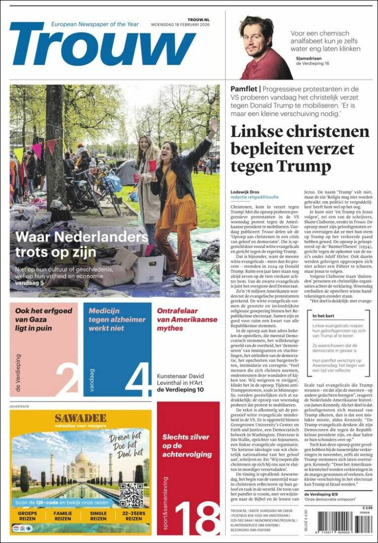 Portada de Trouw (Pa&iacute;ses Bajos)