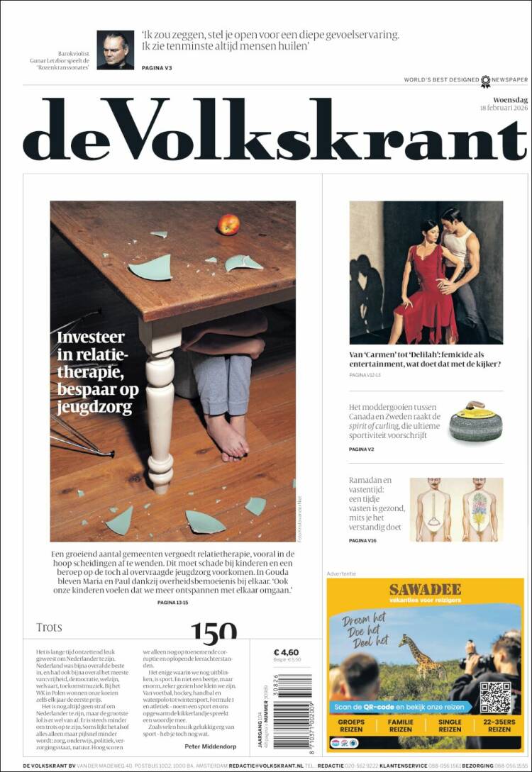 Portada de De Volkskrant (Pa&iacute;ses Bajos)
