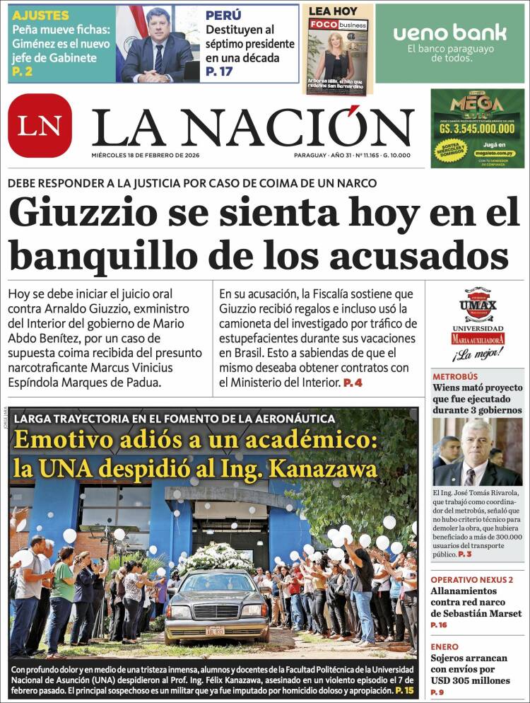 Portada de La Nación (Paraguay)
