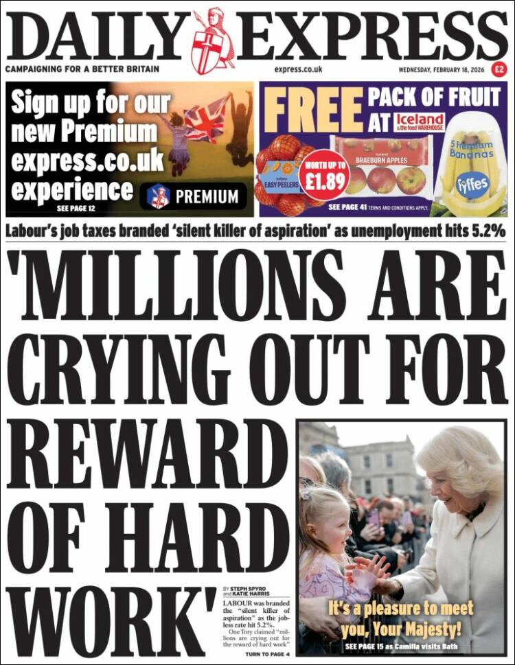 Portada de Daily Express (Reino Unido)