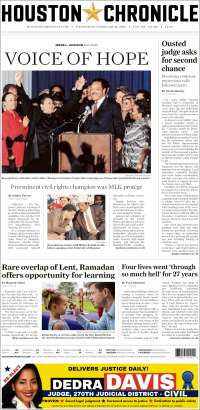 Portada de Houston Chronicle (USA)