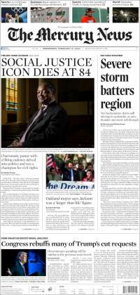 Portada de San Jose Mercury News (USA)