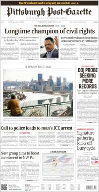 Portada de Pittsburgh Post-Gazette (USA)