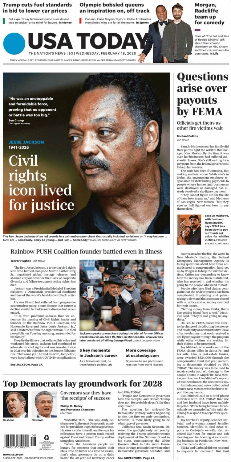 Portada de USA Today (USA)