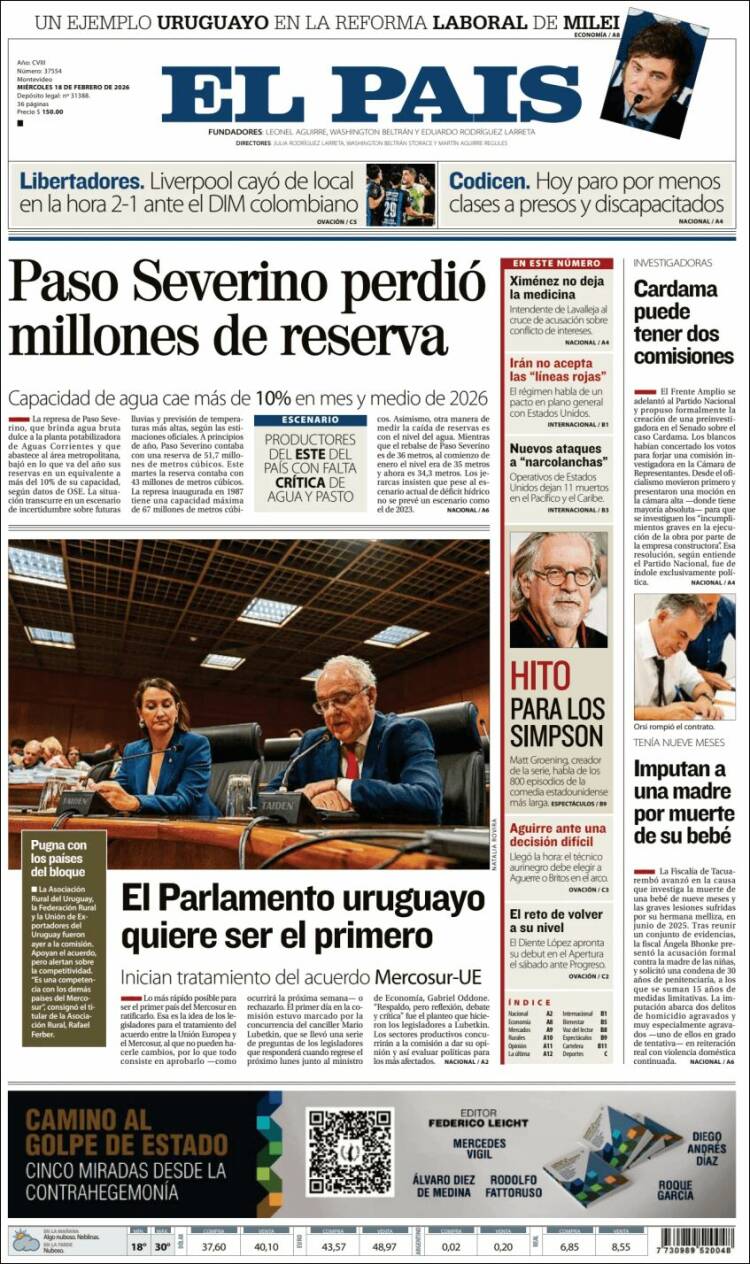 Portada de El País (Uruguay)