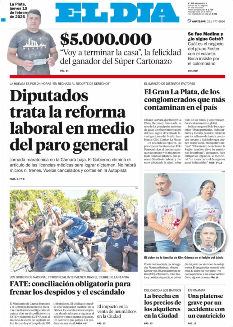 Portada de El Día de la Plata (Argentina)