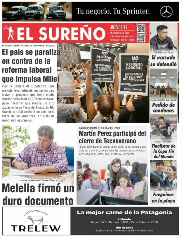 Portada de Diario El Sureño (Argentina)