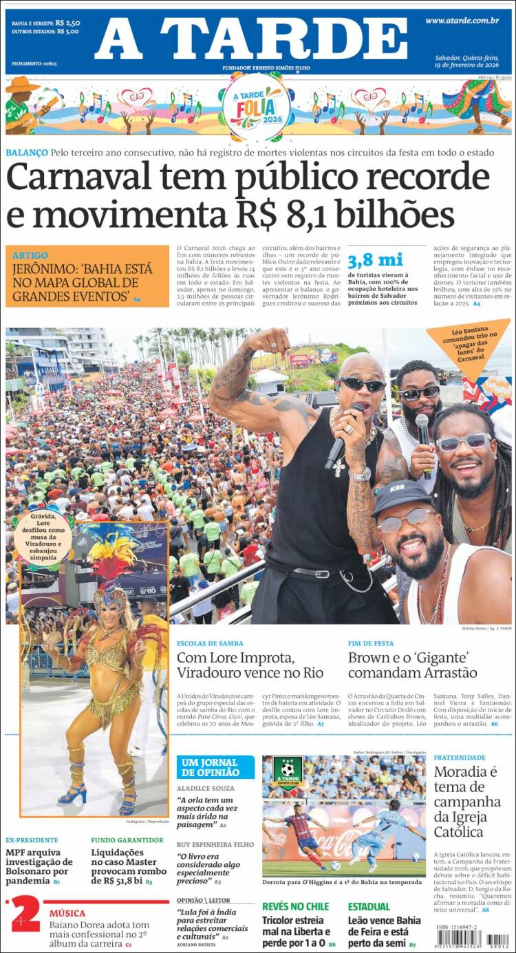 Portada de Diário A Tarde (Brasil)