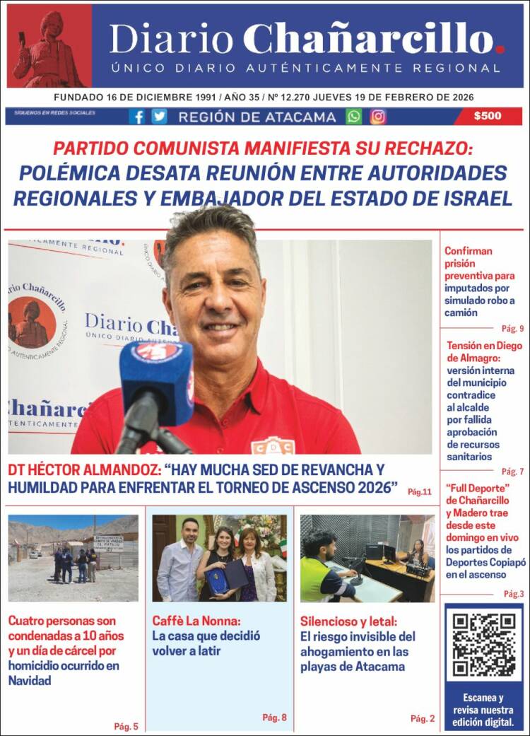 Portada de Diario Chañarcillo (Chile)