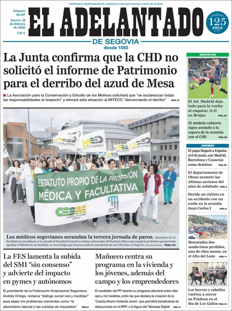 Portada de El Adelantado de Segovia (Espa&ntilde;a)