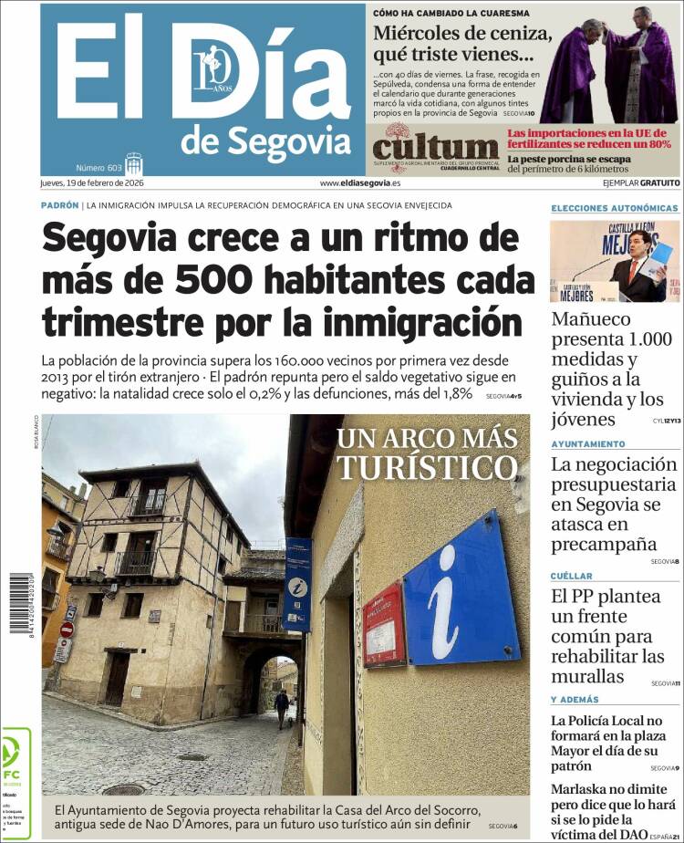 Portada de El Día de Segovia (Espa&ntilde;a)