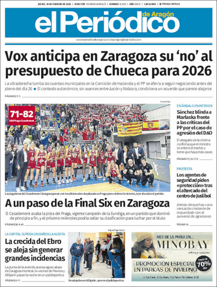 Portada de El Periódico de Aragón (Espa&ntilde;a)